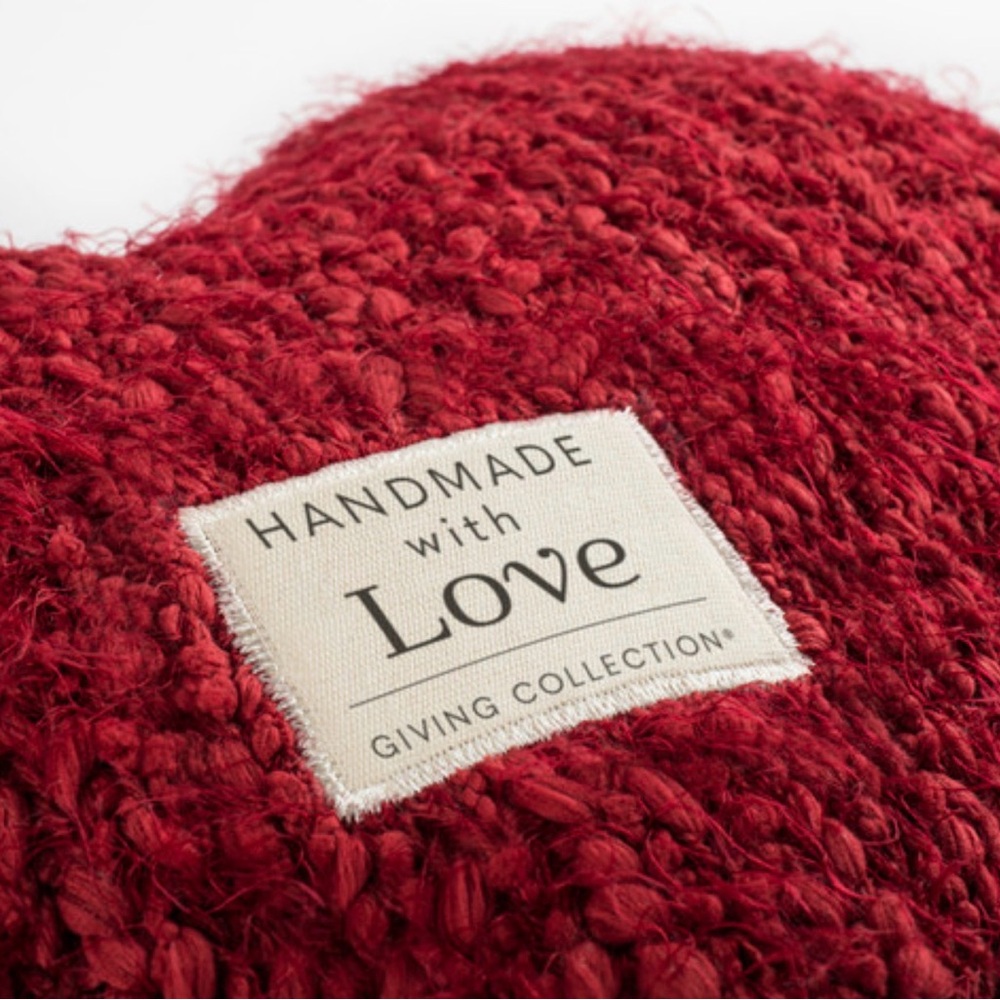 DEMDACO Giving Heart Cranberry Red 10 X 11 Cotton Weighted Plush Decorative - Picture 2 of 6